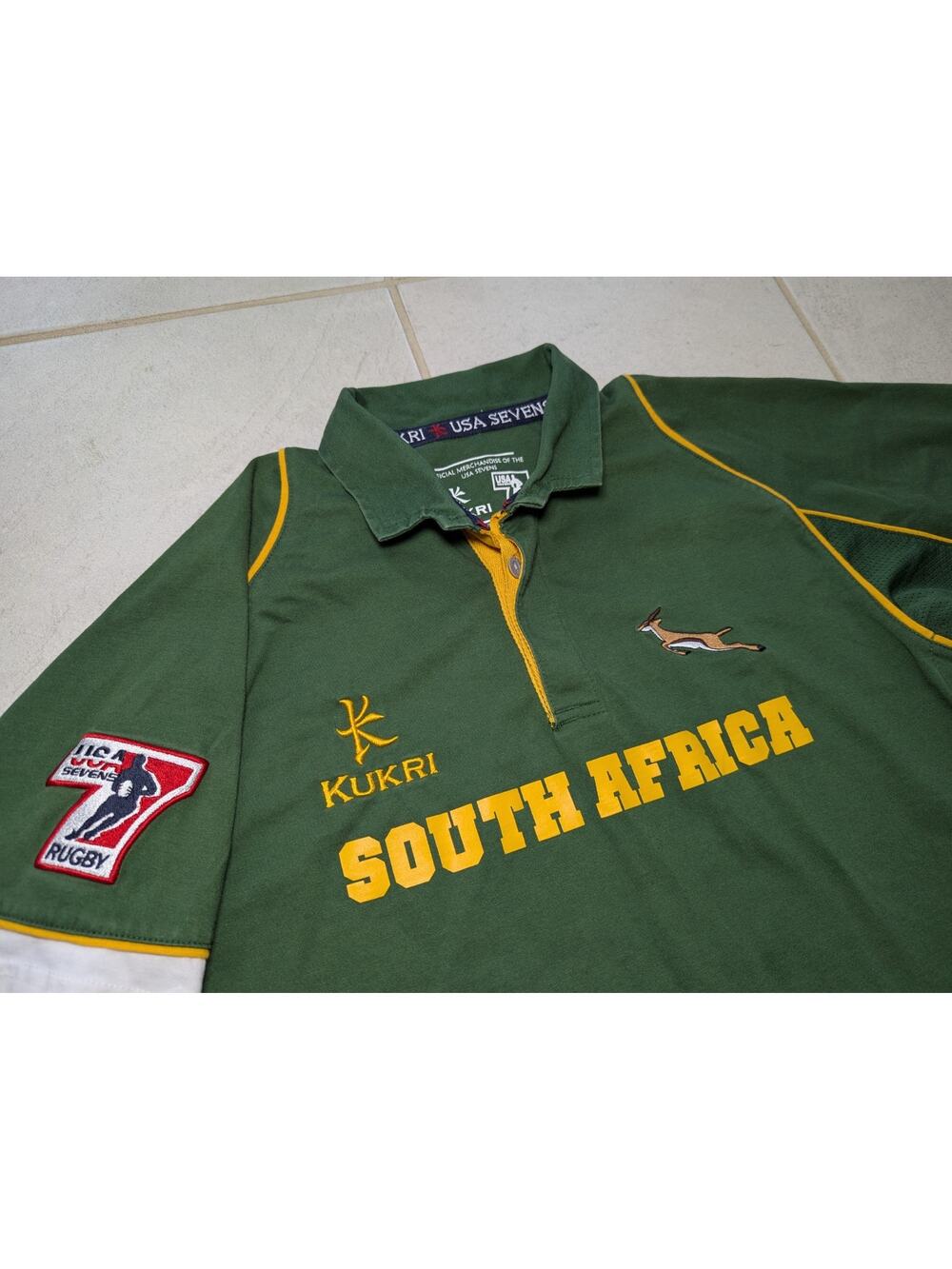 USA Sevens Men's Small South Africa Kukri Rugby Polo Shirt Embroidered Green
